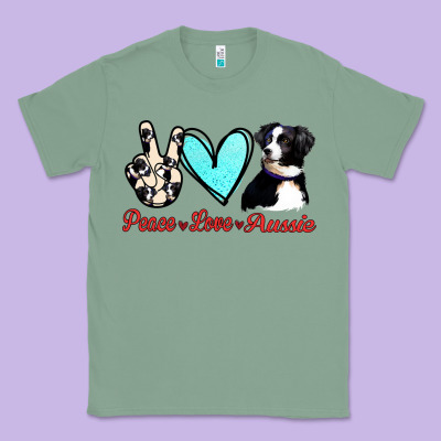 Peace Love Aussie Classic Tee Designed By Jasminsmagicworld