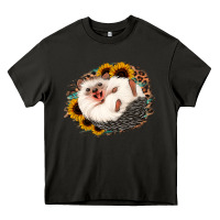 Asphalt happy hedgehog sunflower leopard Heavy Core Tee - Jasminsmagicworld