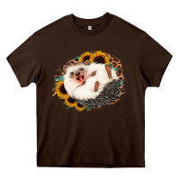 Happy Hedgehog Sunflower Leopard Heavy Core Tee | Teevron