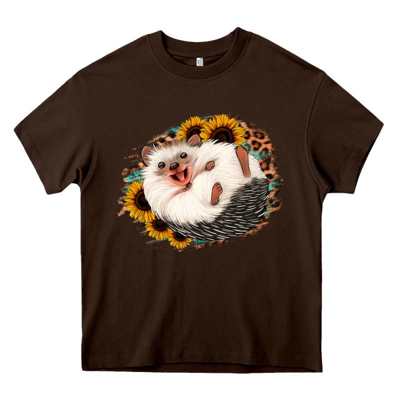 Happy Hedgehog Sunflower Leopard Heavy Core Tee by Jasminsmagicworld | Teevron