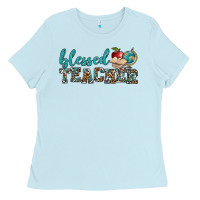 Baby Blue blessed teacher Ladies Tee - BundleAndBundleShop