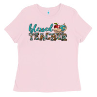 Bubblegum Pink blessed teacher Ladies Tee - BundleAndBundleShop