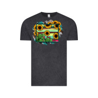 Vintage Black wyoming map sunflower cactus serape Vintage Tee - RanaPortraitStore