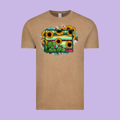 Wyoming Map Sunflower Cactus Serape Vintage Tee Designed By Ranaportraitstore