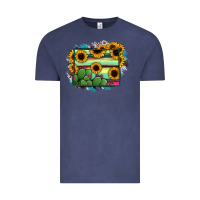 Vintage Denim wyoming map sunflower cactus serape Vintage Tee - RanaPortraitStore