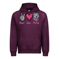 Mauve Wine Peace Love Pitties Urban Hoodie - Jasminsmagicworld