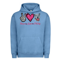 Pigment Pebble Blue Peace Love Pitties Urban Hoodie - Jasminsmagicworld