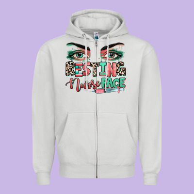 Resting Nurse Face Zipper Hoodie Designed By Ranaportraitstore