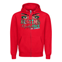 Red resting nurse face Zipper Hoodie - RanaPortraitStore