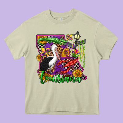 Louisiana Heavy Core Tee Designed By Oliviacreatesart