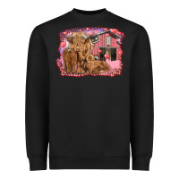 Black Valentine's day mama cow and baby cows Heavyweight Sweatshirt - RanaPortraitStore