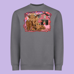 Valentine's Day Mama Cow And Baby Cows Heavyweight Sweatshirt Designed By Ranaportraitstore
