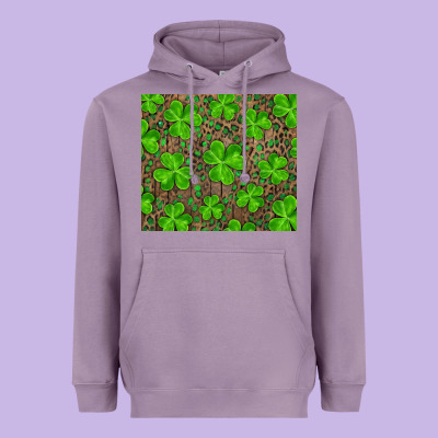 Saint Patricks Day Shamrock And Leopard Heavyweight Hoodie Designed By Ranaportraitstore