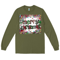 Army Green merry Christmas Long Sleeve Tee - CowhideDigitalArt