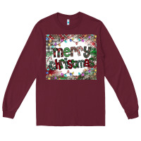 Burgundy merry Christmas Long Sleeve Tee - CowhideDigitalArt