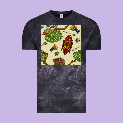 African Woman And Mask Seamless Pattern Vintage Tee Designed By Bundleandbundleshop