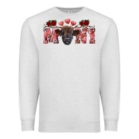 Oatmeal Heather Valentine's day mini black highland calf Premium Sweatshirt - RanaPortraitStore