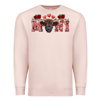 Pale Pink Valentine's day mini black highland calf Premium Sweatshirt - RanaPortraitStore