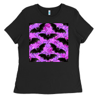 Halloween Bat And Stars Seamless Pattern Ladies Tee | Teevron