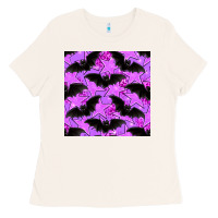 Bone halloween bat and stars seamless pattern Ladies Tee - BundleAndBundleShop