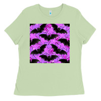 Matcha halloween bat and stars seamless pattern Ladies Tee - BundleAndBundleShop