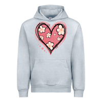 Heather Grey floral pink glitter heart Urban Hoodie - Jasminsmagicworld