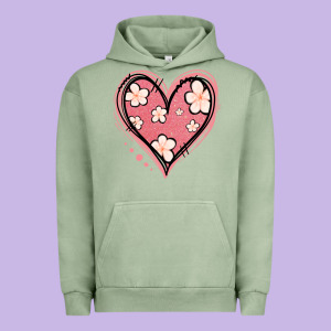 Floral Pink Glitter Heart Urban Hoodie Designed By Jasminsmagicworld