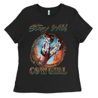 Black Stay Wild Cowgirl Ladies Tee - FaDigitalArtStudio
