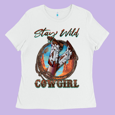 Stay Wild Cowgirl Ladies Tee Designed By Fadigitalartstudio