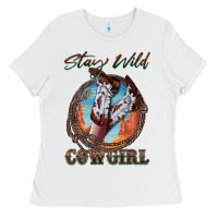 White Stay Wild Cowgirl Ladies Tee - FaDigitalArtStudio