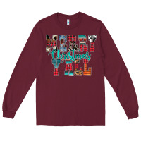 Burgundy merry christmas y'all Long Sleeve Tee - CowhideDigitalArt