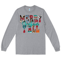 Heather Grey merry christmas y'all Long Sleeve Tee - CowhideDigitalArt