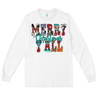 White merry christmas y'all Long Sleeve Tee - CowhideDigitalArt