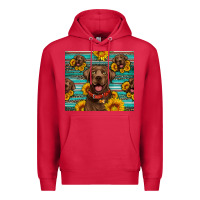 Cardinal Chocolate Labrador with sunflowers western Premium Hoodie - Artiststas