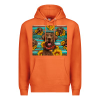 Carrot Chocolate Labrador with sunflowers western Premium Hoodie - Artiststas