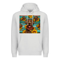 Dove Grey Chocolate Labrador with sunflowers western Premium Hoodie - Artiststas