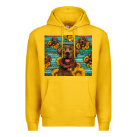 Lemon Chocolate Labrador with sunflowers western Premium Hoodie - Artiststas