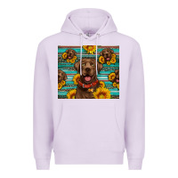 Lilac Chocolate Labrador with sunflowers western Premium Hoodie - Artiststas