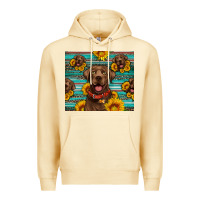 Pina Colada Chocolate Labrador with sunflowers western Premium Hoodie - Artiststas