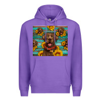 Purple Chocolate Labrador with sunflowers western Premium Hoodie - Artiststas