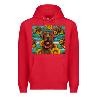 Red Chocolate Labrador with sunflowers western Premium Hoodie - Artiststas