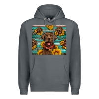 Rock Chocolate Labrador with sunflowers western Premium Hoodie - Artiststas