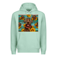 Seafoam Chocolate Labrador with sunflowers western Premium Hoodie - Artiststas