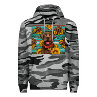 Slate Camo Chocolate Labrador with sunflowers western Premium Hoodie - Artiststas