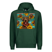 Sports Green Chocolate Labrador with sunflowers western Premium Hoodie - Artiststas