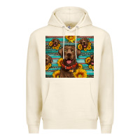 Tofu Chocolate Labrador with sunflowers western Premium Hoodie - Artiststas