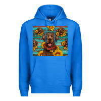 True Royal Chocolate Labrador with sunflowers western Premium Hoodie - Artiststas