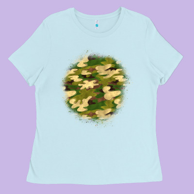 Camouflage Patch 2 Ladies Tee Designed By Bundleandbundleshop