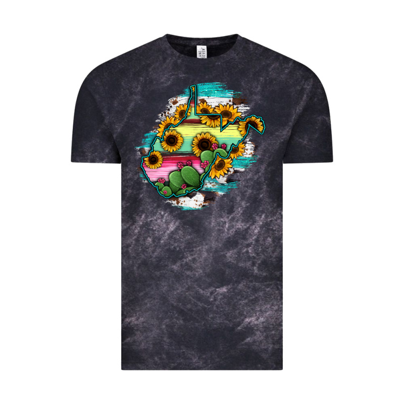 West Virginia Map Sunflower Cactus Serape Vintage Tee by RanaPortraitStore | Teevron