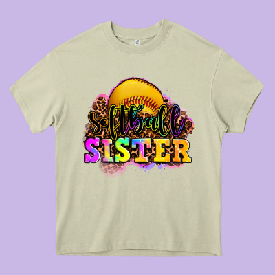 Softball Sister Heavy Core Tee Designed By Oliviacreatesart